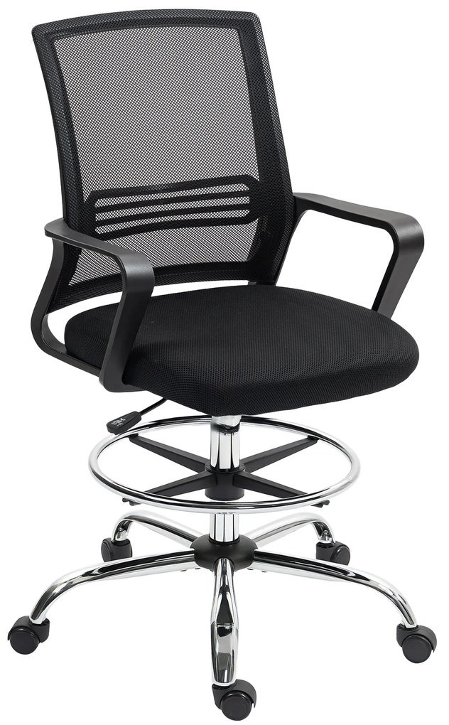 HOMCOM Καρέκλα γραφείου, περιστρεφόμενη καρέκλα, περιστρεφόμενη καρέκλα γραφείου, ρυθμιζόμενη, τροχήλατη, Μαύρο