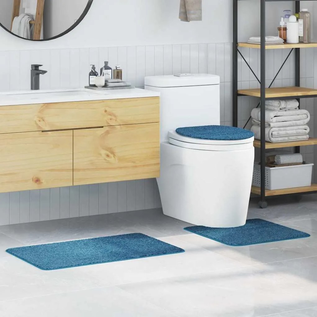 vidaXL Πατάκι μπάνιου 3 pcs Μπλε 50 x 50 cm Πολυπροπυλένιο