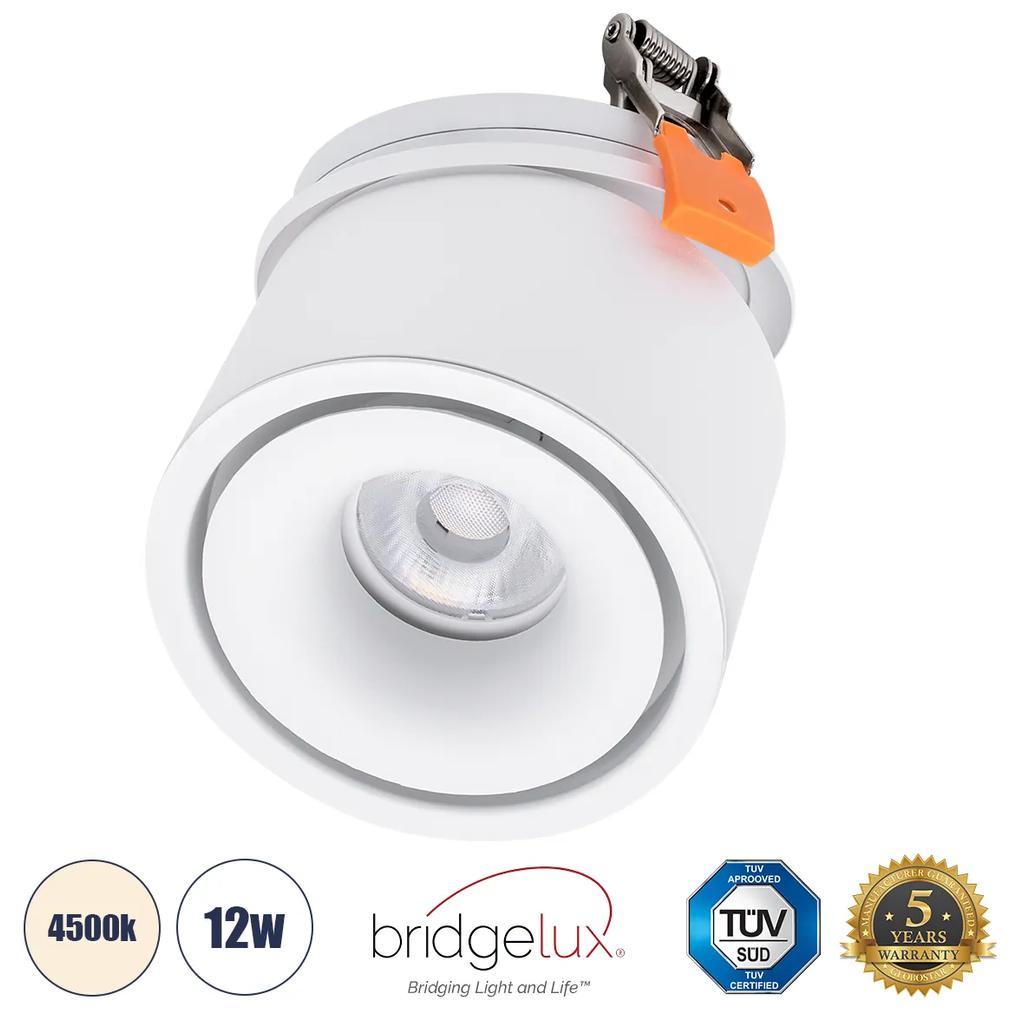 OMEGA-R 60294 Χωνευτό LED Spot Downlight TrimLess Φ10cm 12W 1560lm 36° AC 220-240V IP20 Φ10 x Υ8.2cm - Στρόγγυλο - Λευκό - Φυσικό Λευκό 4500K - Bridgelux COB - 5 Years Warranty