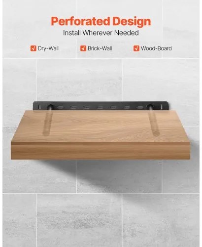 VEVOR 2 Pcs Shelf Brackets 16 inch / 406.4 mm Heavy Duty Floating Shelf Brackets