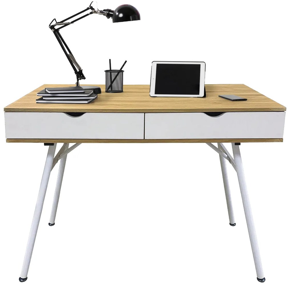ΓΡΑΦΕΙΟ ARTELIBRE KODIAL SONOMA/ΛΕΥΚΟ PVC/ΜΕΤΑΛΛΟ 115X55X75CM
