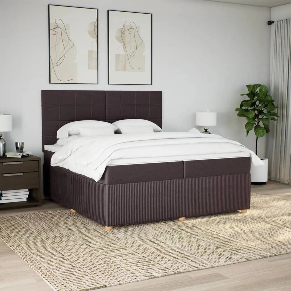 ΚΡΕΒΑΤΙ BOXSPRING ΜΕ ΣΤΡΩΜΑ ΣΚΟΥΡΟ ΚΑΦΕ 200X200 ΕΚ. ΥΦΑΣΜΑΤΙΝΟ 3292166