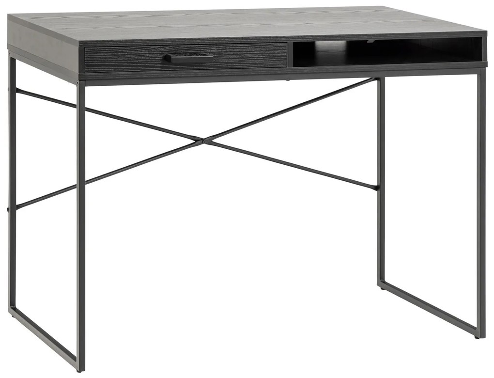 Τραπέζι γραφείου Oakland H147, Με συρτάρια, 75x110x45cm, Μαύρο