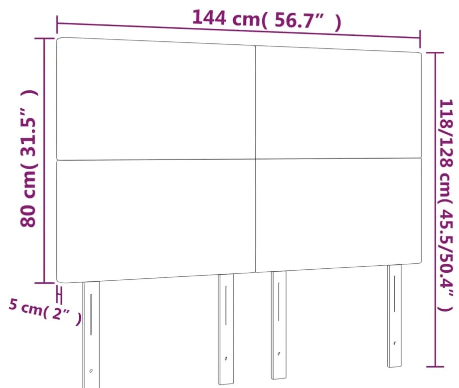 vidaXL Κεφαλάρι Κρεβατιού LED Λευκό 144x5x118/128 εκ