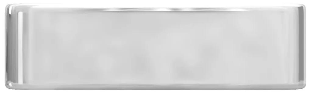 Νιπτήρας με Οπή Βρύσης Ασημί 48 x 37 x 13,5 εκ. Κεραμικός - Ασήμι