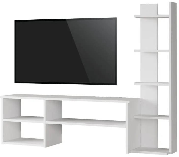 Σύνθετο σαλονιού Perla pakoworld σε λευκή απόχρωση 120x29.5x41,8εκ