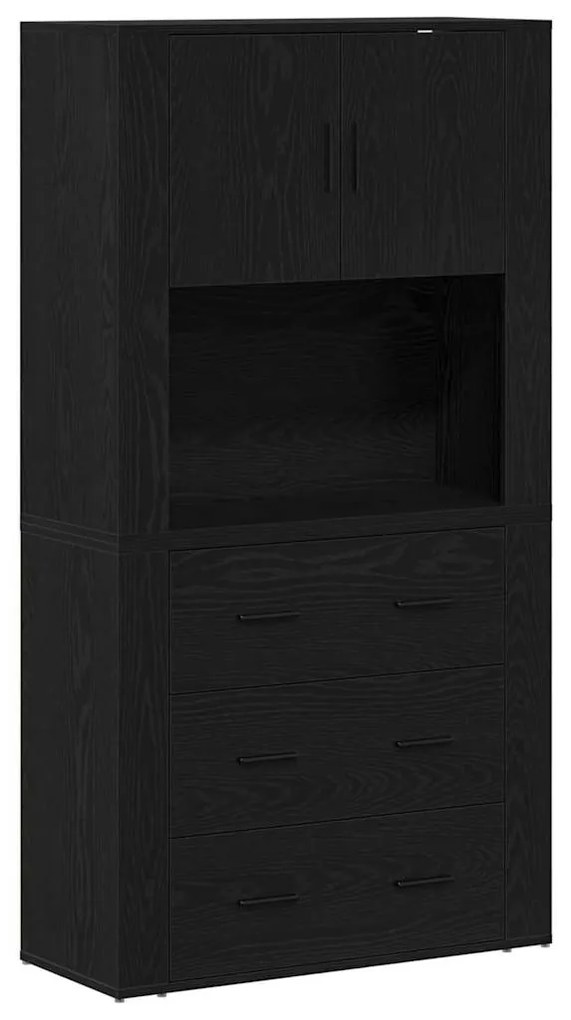 vidaXL Μπουφές Μαύρη δρυς 80 x 33 x 150 εκ Επεξεργασμένο ξύλο