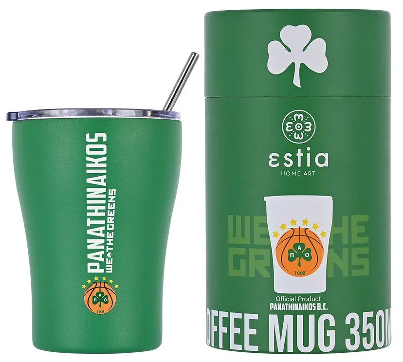 Θερμός-Ποτήρι Ανοξείδωτο Coffee Mug Panathinaikos BC Edition Estia 350ml-9x13εκ. 00-13257