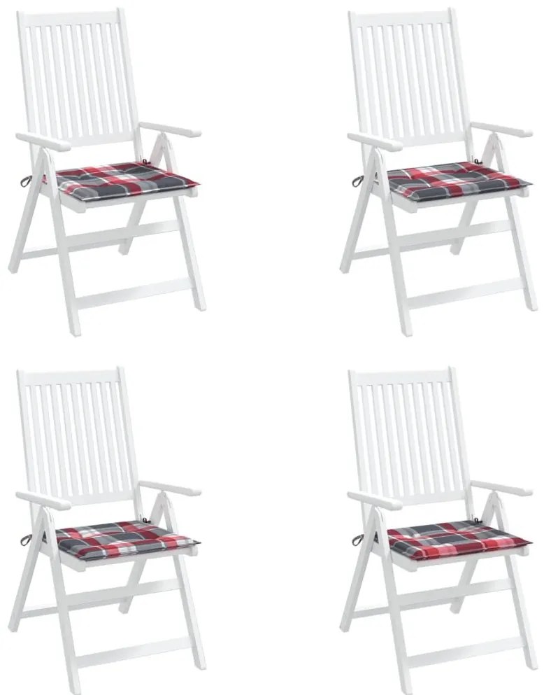 Μαξιλάρια Καρέκλας 4τεμ Κόκκινο Καρό 40x40x3εκ. Ύφασμα Oxford - Πολύχρωμο