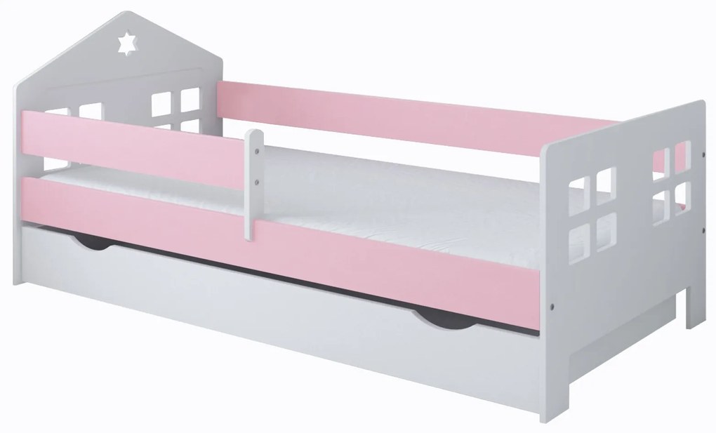Καναπές Κρεβάτι  με Συρτάρι  + Προστατευτικό House  White + Pink  80x180cm  BC60030P  BabyCute (Δώρο το Στρώμα)