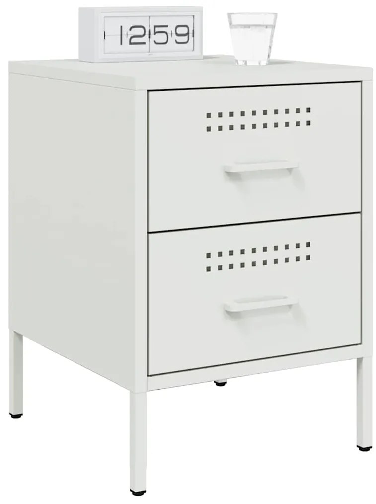 vidaXL Κομοδίνα 2 τεμ. Λευκές 36x39x50,5 εκ. Χάλυβα