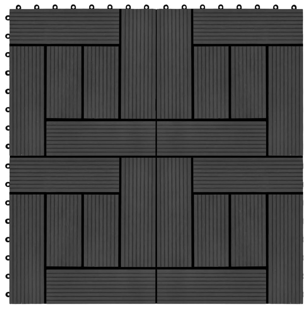 vidaXL Πλακάκια Deck 11 τεμ. Μαύρα 30 x 30 εκ. 1 μ² από WPC