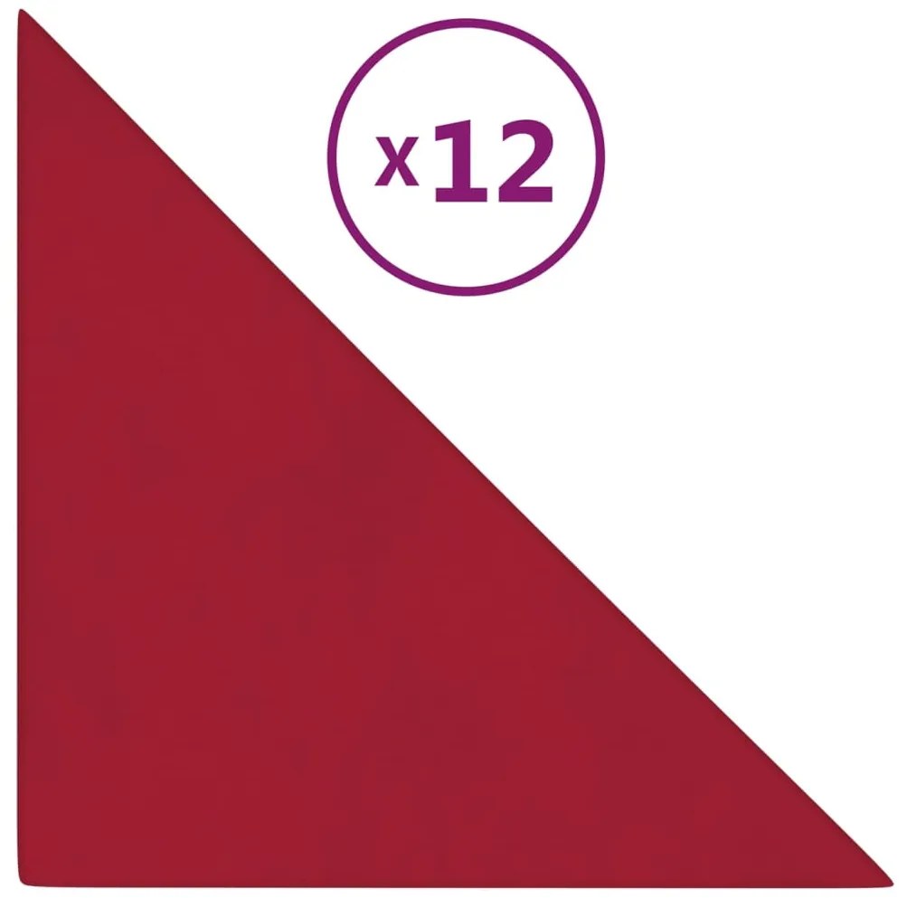 vidaXL Πάνελ Τοίχου 12 τεμ. μπορντό 30x30 εκ. 0,54 μ² Βελούδινα