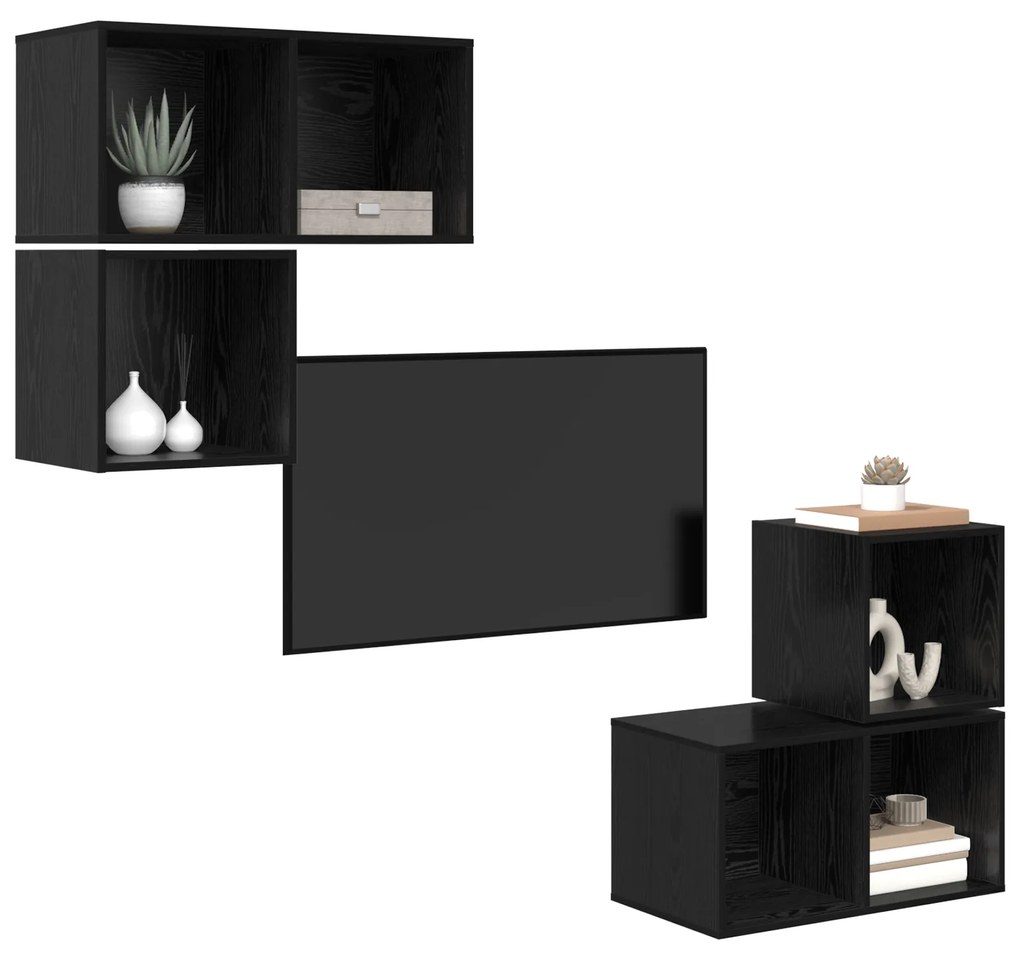 vidaXL 4 pcs Μαύρη δρυς 37 x 37 x 72 εκ Επεξεργασμένο ξύλο
