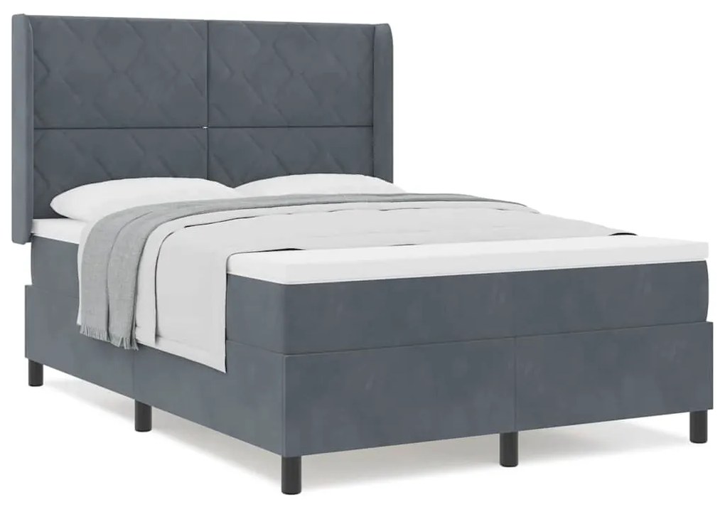 vidaXL Κρεβάτι με ελατήρια Σκούρο γκρι 140 x 190 cm Βελούδο