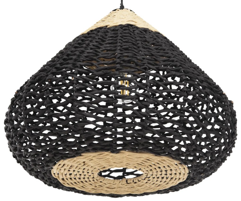 Φωτιστικό Οροφής C4346 Paper Rope Μπέζ και Μαύρο Φ55,5x44Υεκ. 55.5x55.5x140 εκ.