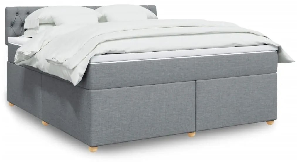 Κρεβάτι Boxspring με Στρώμα Ανοιχτό Γκρι 180x200 εκ. Υφασμάτινο - Γκρι