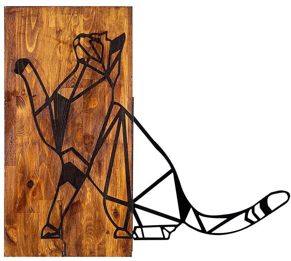 Διακοσμητικό Τοίχου Cat 899SKL1240 58x65cm Walnut-Black Wallity Metal,Wood