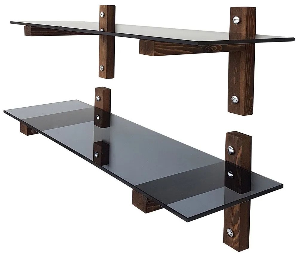 Ράφια Τοίχου (Σετ 2Τμχ) 552NOS1104 85x25x25cm Fume-Walnut