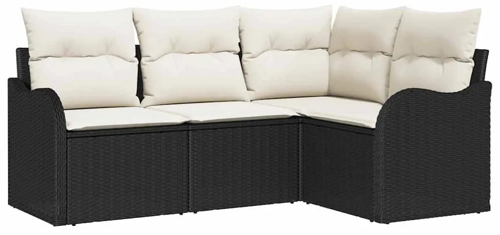 vidaXL Σετ Καναπέ Κήπου με μαξιλάρι 4 pcs Μαύρο Πολυ ράταν