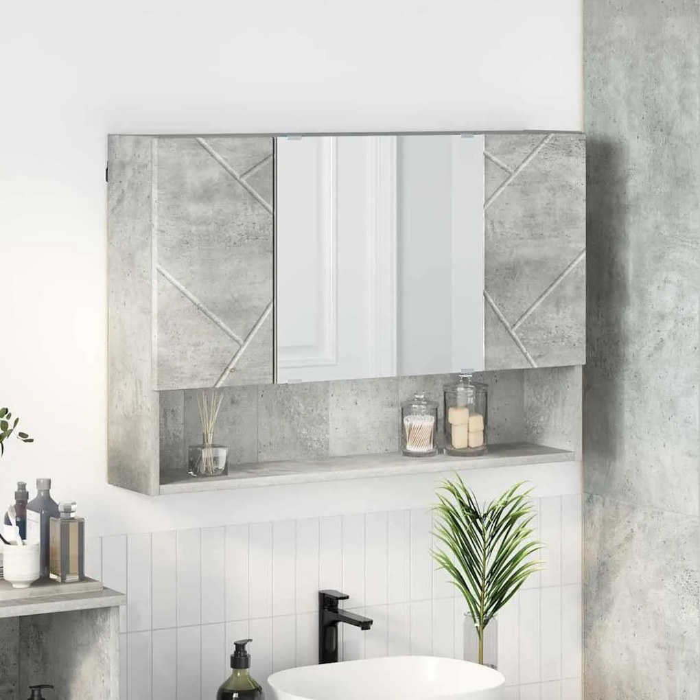 vidaXL Ντουλάπα Καθρέφτη Επιτοίχιο Σκυρόδεμα Γκρι 80 x 17 x 55 εκ