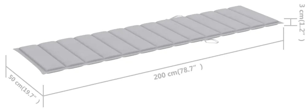 Ξαπλώστρες 2 τεμ. από Μασίφ Ξύλο Teak με Γκρι Μαξιλάρια - Γκρι