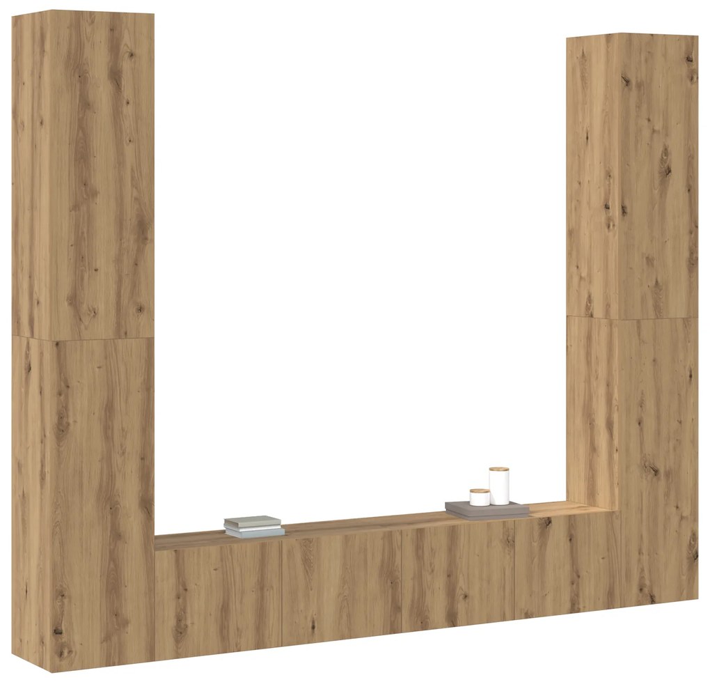 vidaXL Σετ επίπλου τηλεόρασης 6 pcs Καφέ 221 x 30 x 180 εκ.