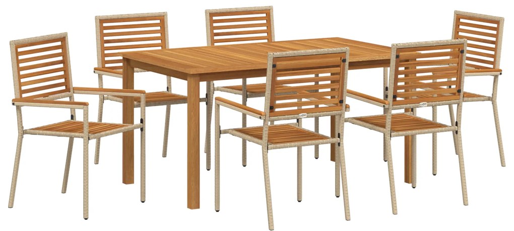 vidaXL Σετ Τραπεζαρίας Κήπου 7 pcs Μπεζ 150 x 90 x 74 cm