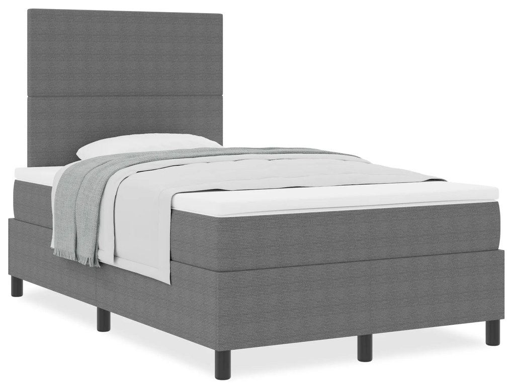 vidaXL Κρεβάτι με ελατήρια Απαλό Γκρι,Λευκό 203 x 120 x 128 εκ Βελούδο