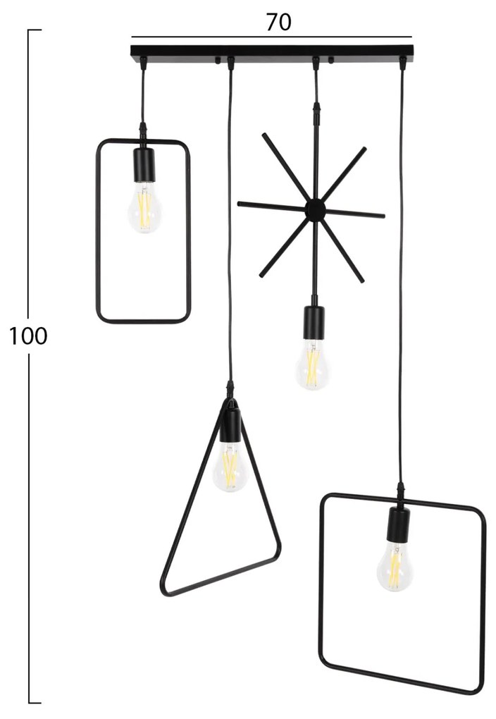 ΦΩΤΙΣΤΙΚΟ ΟΡΟΦΗΣ 4-ΦΩΤΟ  ΜΑΥΡΑ ΜΕΤΑΛΛΙΚΑ ΣΧΗΜΑΤΑ 70x38x106Υ εκ. 70x38x106 εκ.