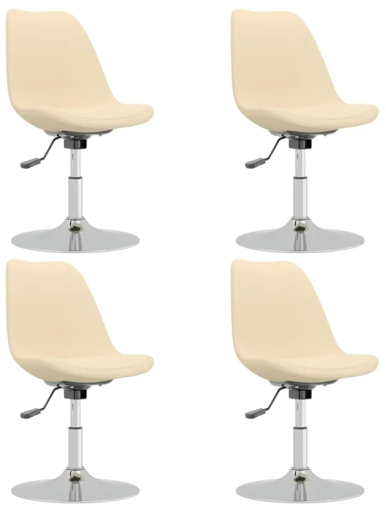 vidaXL Καρέκλες Τραπεζαρίας Περιστρεφόμενες 4 τεμ. Κρεμ Υφασμάτινες