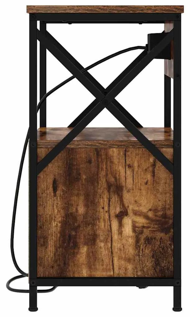 vidaXL Κομοδίνο Καπνιστό Δρύς 40 x 31 x 60 εκ. Επεξεργασμένο ξύλο