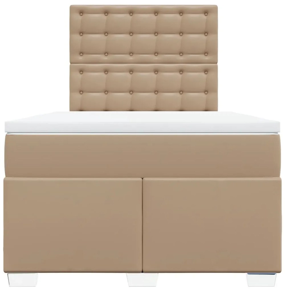 vidaXL Κρεβάτι Boxspring με Στρώμα Καπουτσίνο 120x200εκ.από Συνθ.Δέρμα