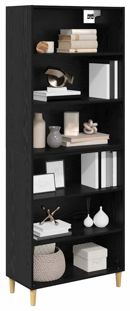 vidaXL Highboard Μαύρη Οξυά 69,5 x 32,5 x 180 εκ Επεξεργασμένο ξύλο
