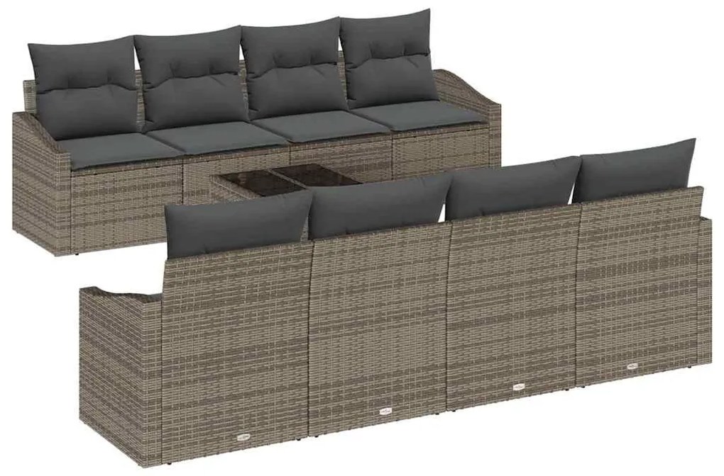 vidaXL Σετ Καναπέ Κήπου με μαξιλάρι 9 pcs Γκρι 55 x 55 x 37 εκ