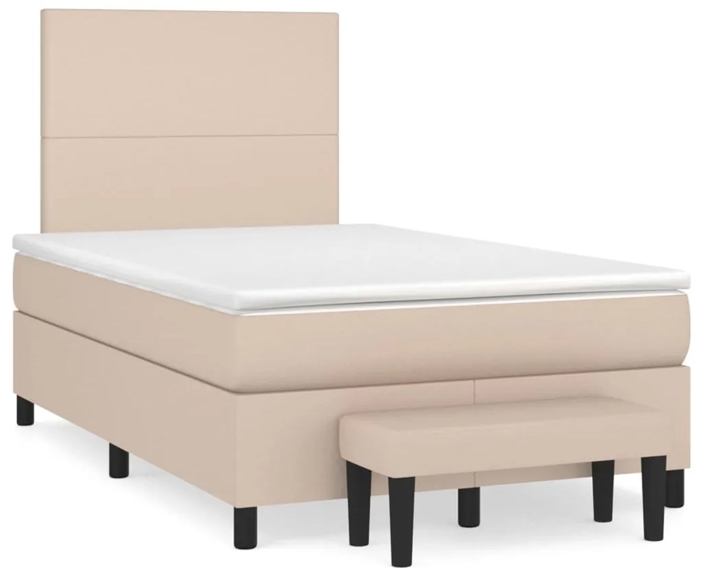 vidaXL Κρεβάτι Boxspring με Στρώμα Καπουτσίνο 120x200εκ.από Συνθ.Δέρμα