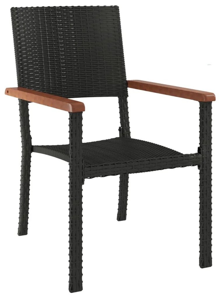 vidaXL Σετ Τραπεζαρίας Κήπου 7 Τεμαχίων Μαύρο από Συνθετικό Ρατάν