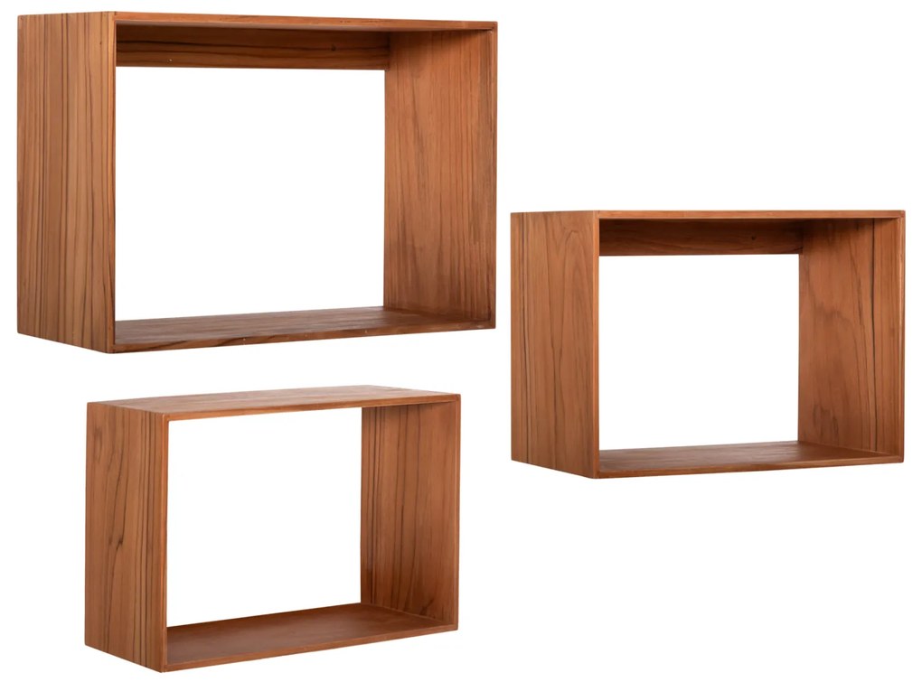 ΡΑΦΙΕΡΑ CHENGIS HM9830 3ΤΜΧ ΞΥΛΟ TEAK ΣΕ ΦΥΣΙΚΟ ΧΡΩΜΑ 60x20x38Υεκ - 0535416 - HM9830