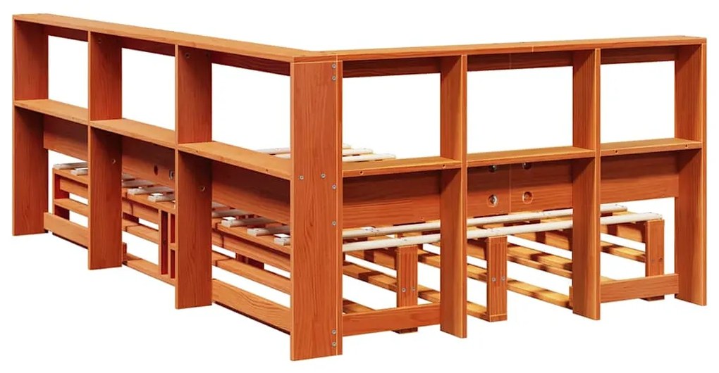 vidaXL Κρεβάτι Βιβλιοθήκη Χωρίς Στρώμα 120x200 εκ Μασίφ Ξύλο Πεύκου