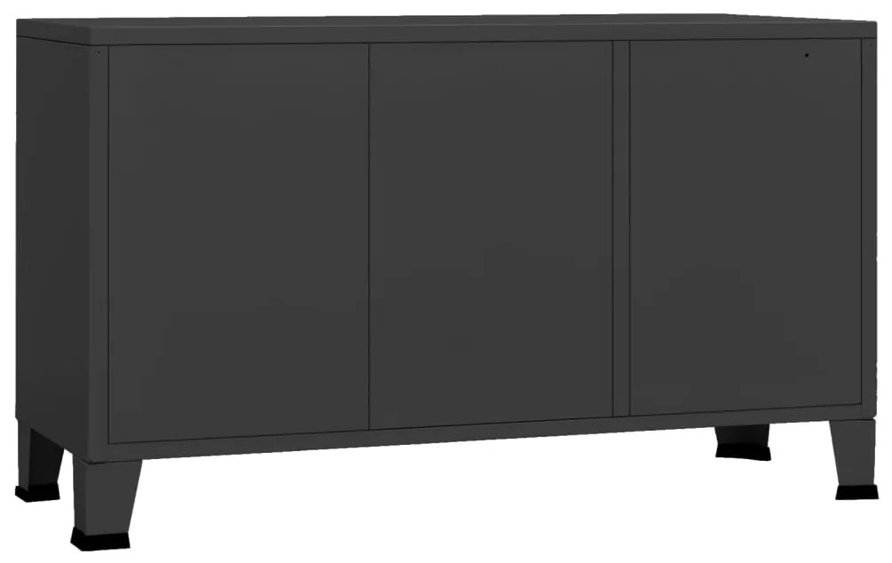 vidaXL Μπουφές Βιομηχανικό Στιλ Μαύρος 105x35x62 εκ. Μέταλλο / Γυαλί