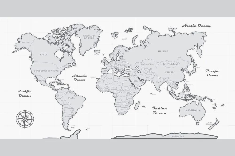 Εικόνα στον παγκόσμιο χάρτη φελλού με γκρι περίγραμμα - 90x60