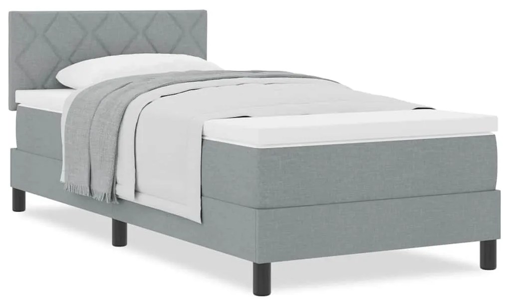 vidaXL Κρεβάτι box spring με στρώμα Ανοιχτό γκρι 90 x 190 cm ύφασμα
