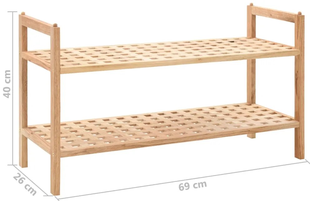 vidaXL Ραφιέρα Παπουτσιών 69 x 26 x 40 εκ. από Μασίφ Ξύλο Καρυδιάς