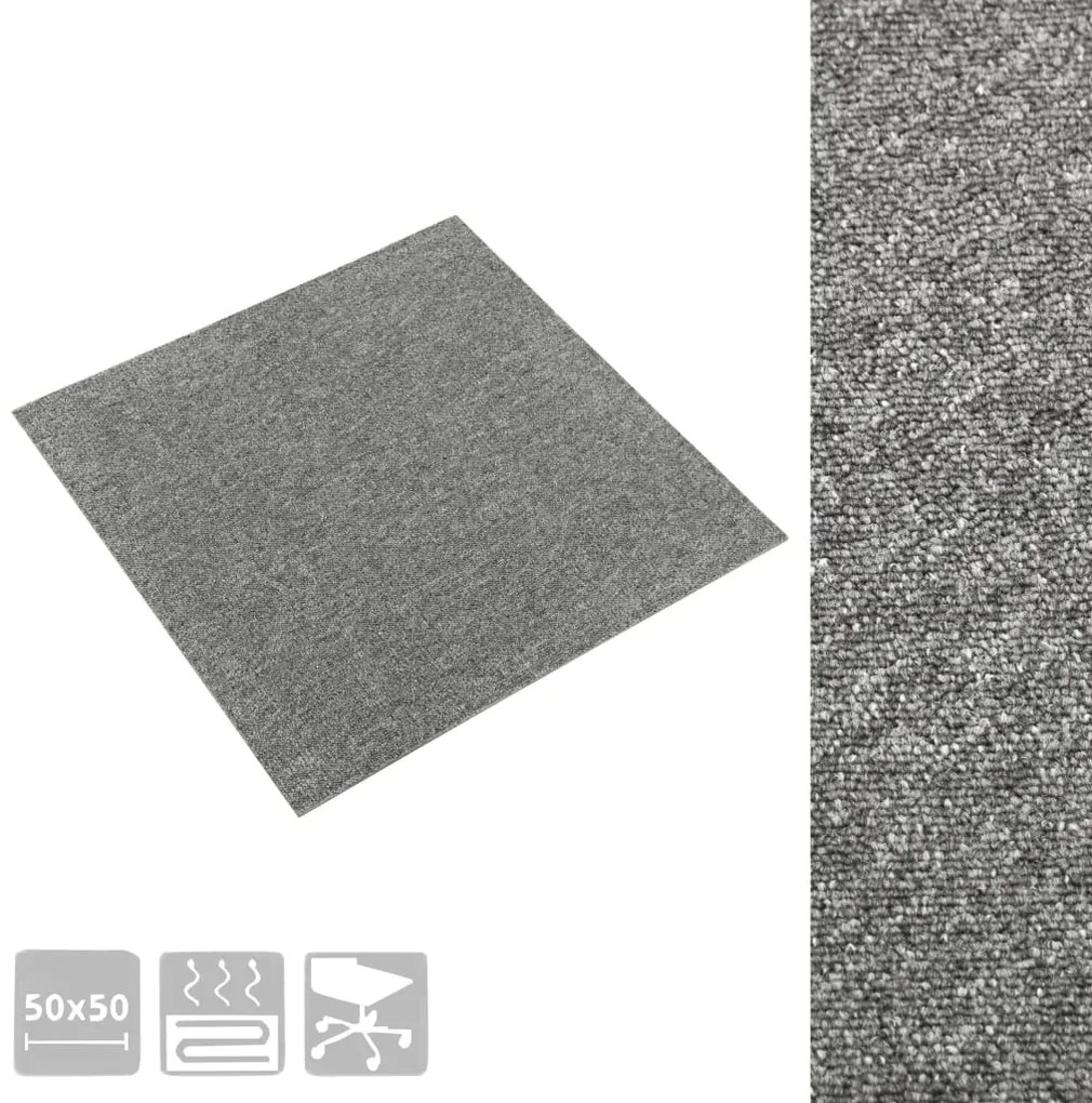 vidaXL Μοκέτα Πλακάκι 20 τεμ. Γκρι 5 μ² 50x50 εκ.