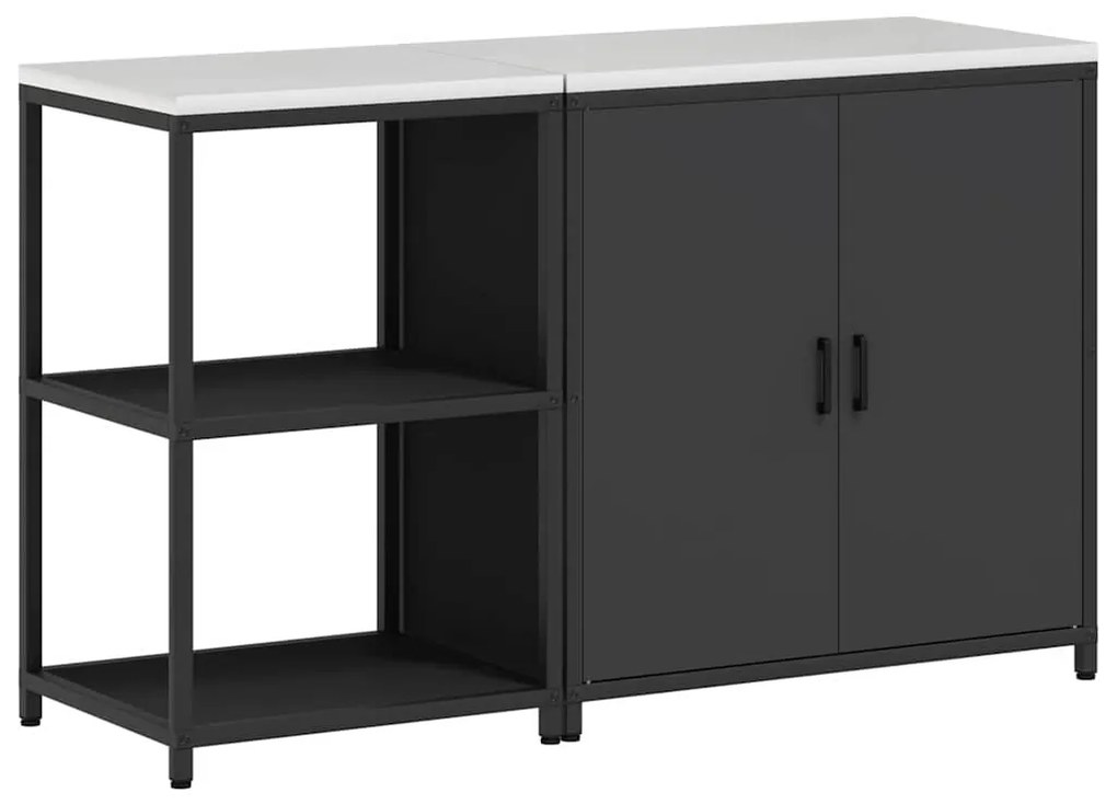 vidaXL Σετ Αποθήκευσης Κουζίνας με ράφι 2 pcs Μαύρο 150 x 50 x 92 εκ.