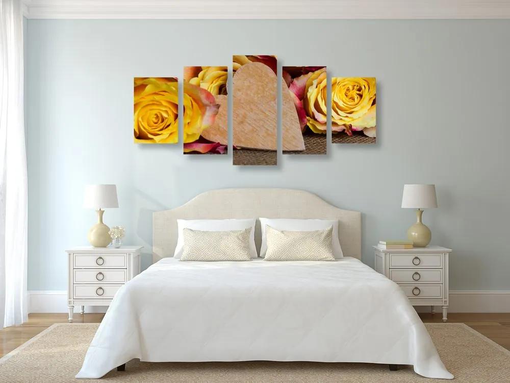 Εικόνα 5 μερών κίτρινα τριαντάφυλλα του Αγίου Βαλεντίνου - 200x100