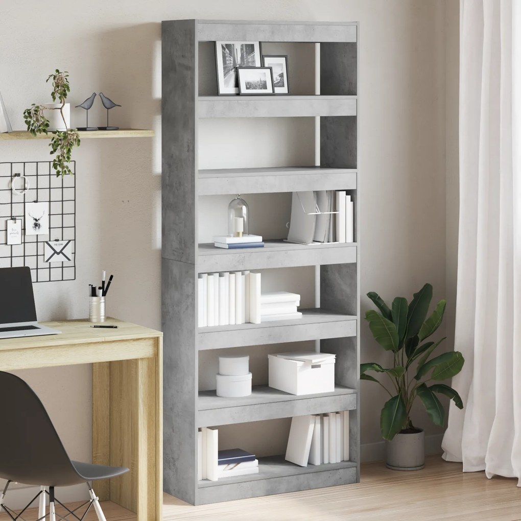 vidaXL Βιβλιοθήκη/Διαχωριστικό Δωματίου Concrete Grey 80x30x198 εκ.