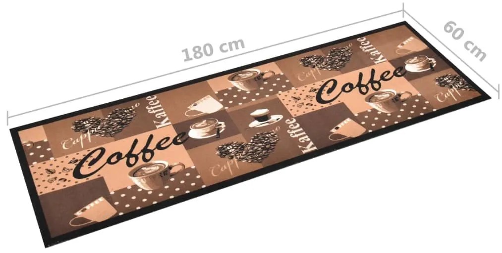 Πατάκι Κουζίνας Σχέδιο Coffee Καφέ Πλενόμενο 60 x 180 εκ. - Πολύχρωμο