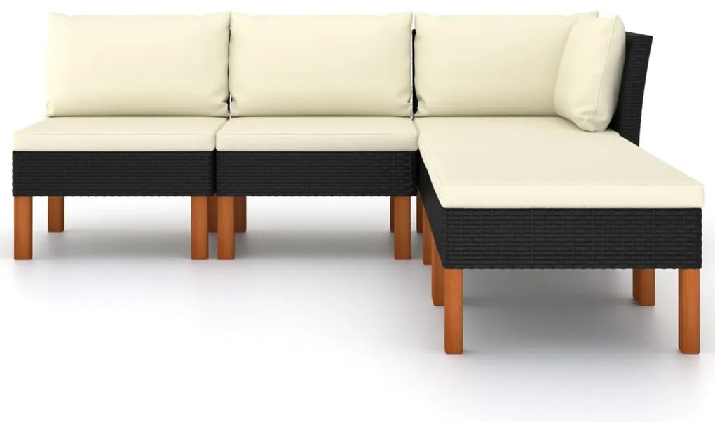 vidaXL Σαλόνι Κήπου 5 Τεμαχίων Μαύρο από Συνθετικό Ρατάν με Μαξιλάρια