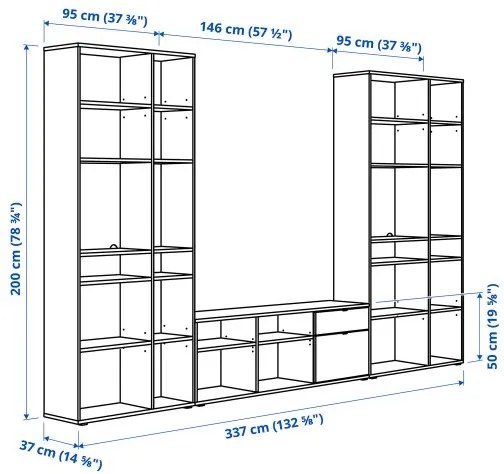 VIHALS συνδυασμός TV/αποθήκευσης, 337x37x200 cm 895.210.73